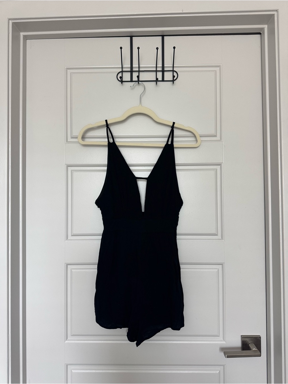 Black V-Neck Sleeveless Romper